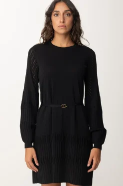 Twin-set Mini Abito In Maglia con CinturaNERO