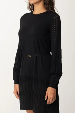 Twin-set Mini Abito In Maglia con CinturaNERO