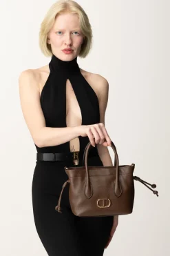 Twin-set Mini Borsa a Mano con LogoCOFFEE CHOCOLATE