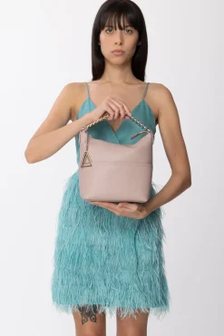 Twin-set Mini Hobo Bag con Catena e Charm LogatoROSA VINTAGE