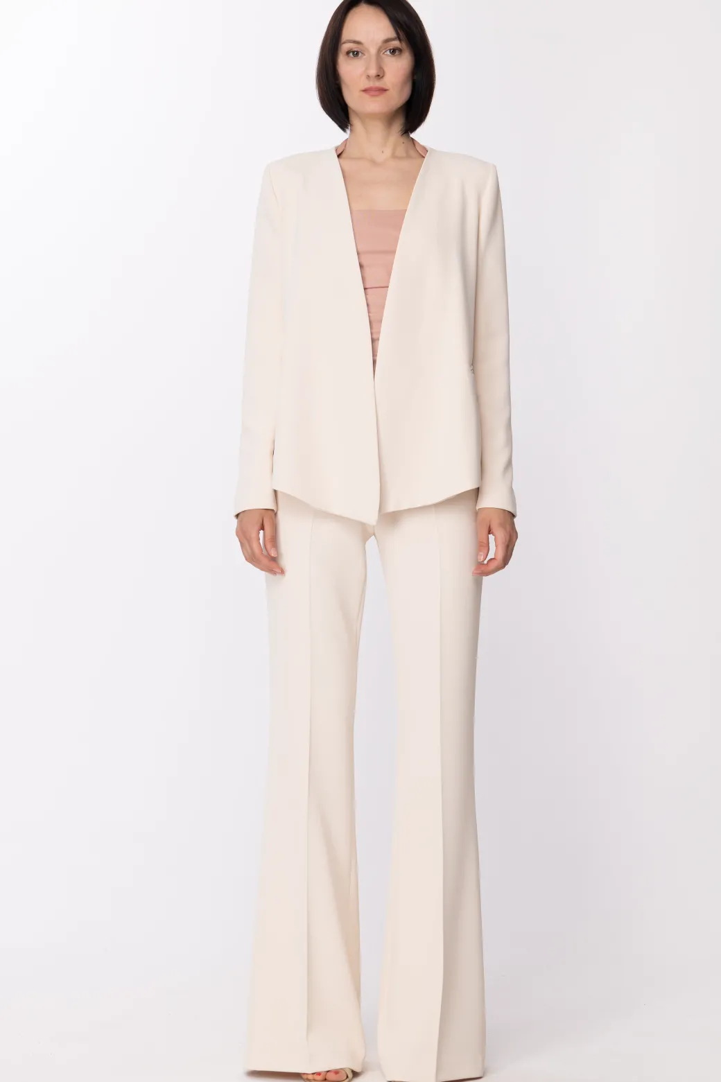 Twin-set Pantaloni a Zampa con PincesAVORIO