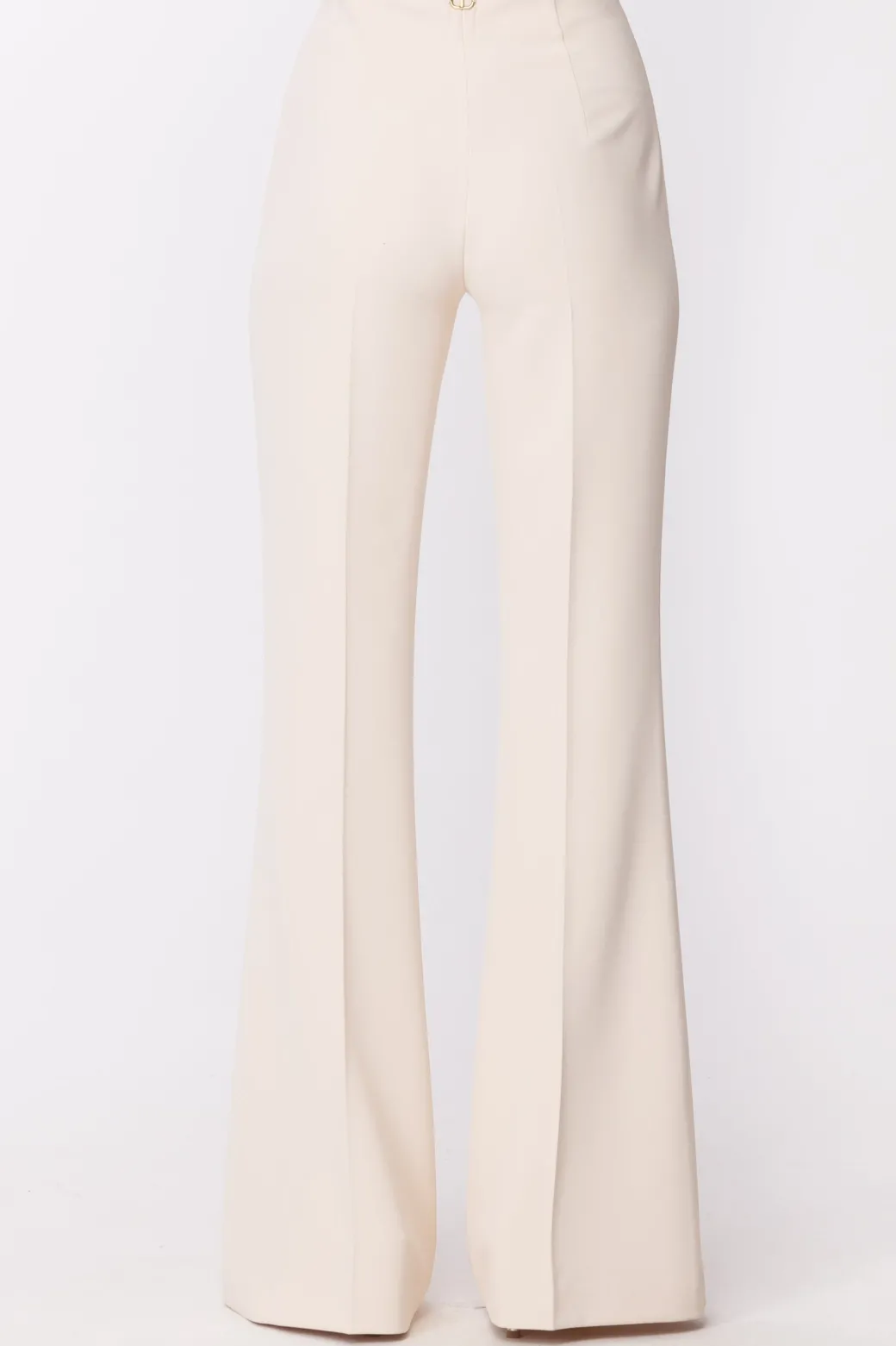 Twin-set Pantaloni a Zampa con PincesAVORIO