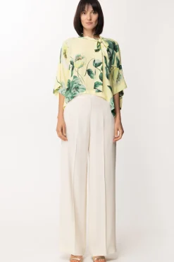 Twin-set Pantaloni Ampi con Risvolto In RasoAVORIO