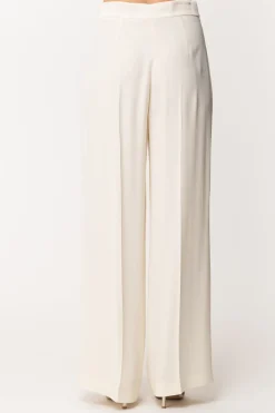 Twin-set Pantaloni Ampi con Risvolto In RasoAVORIO