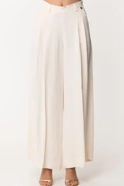 Twin-set Pantaloni Ampi In CanvasANTIQUE WHITE