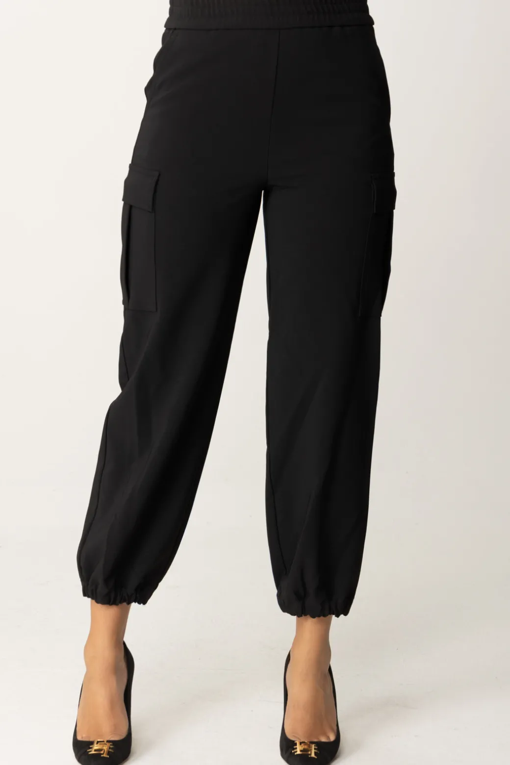 Twin-set Pantaloni Cargo con ElasticoNERO