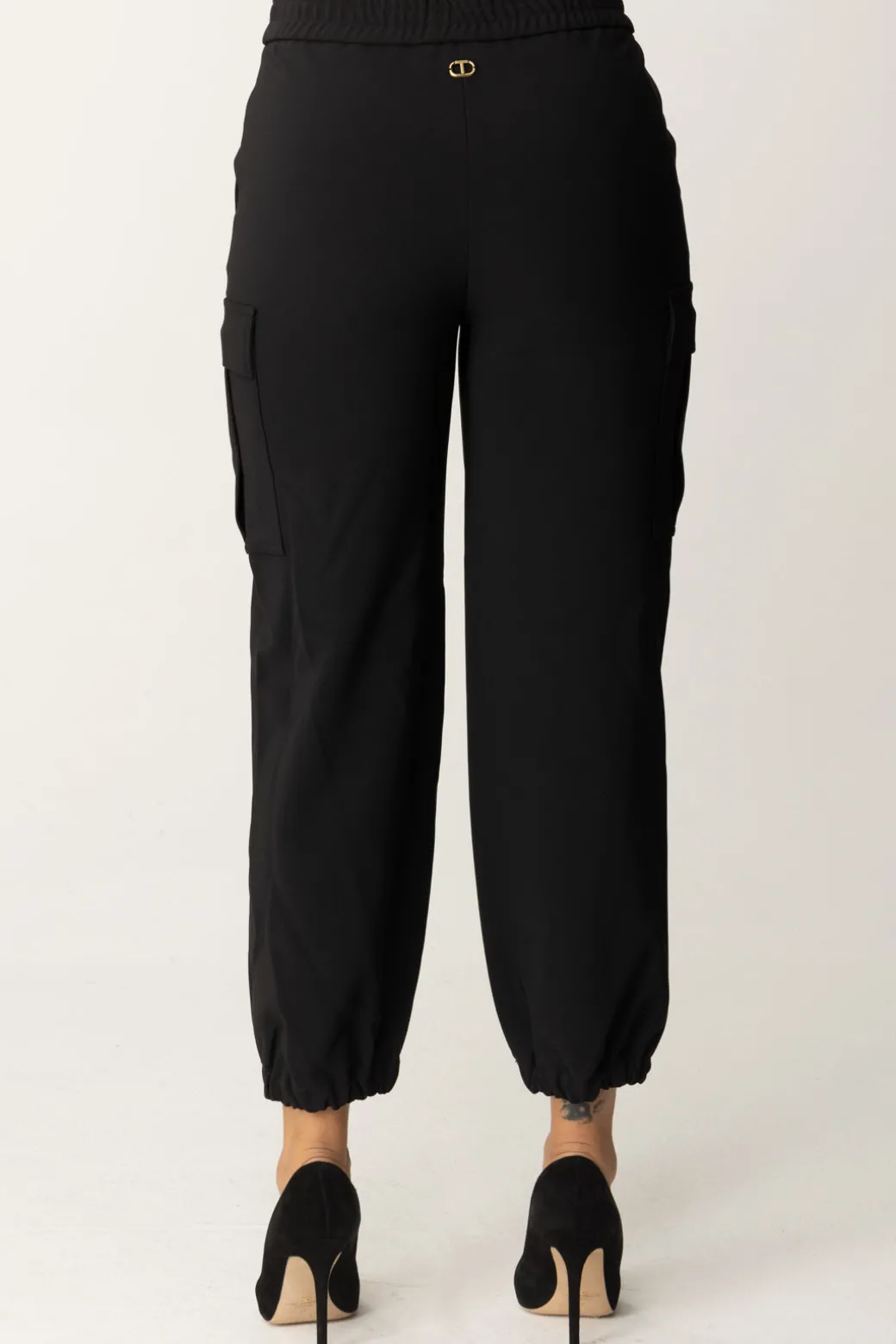 Twin-set Pantaloni Cargo con ElasticoNERO