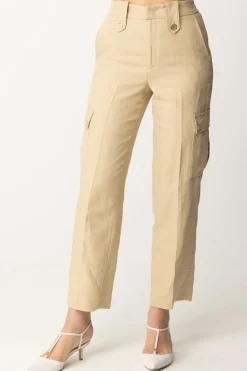 Twin-set Pantaloni Cargo In Misto LinoALMOND MILK