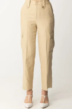Twin-set Pantaloni Cargo In Misto LinoALMOND MILK
