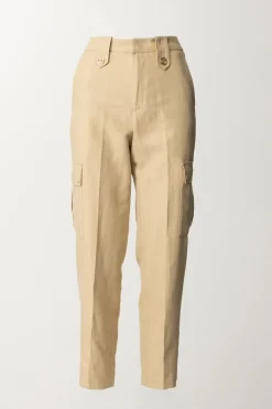 Twin-set Pantaloni Cargo In Misto LinoALMOND MILK