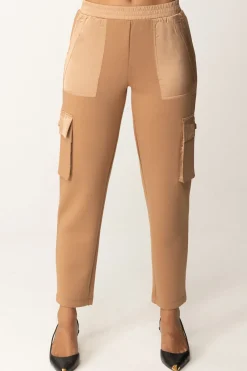 Twin-set Pantaloni Cargo In Scuba e RasoCARAMEL CAMEL