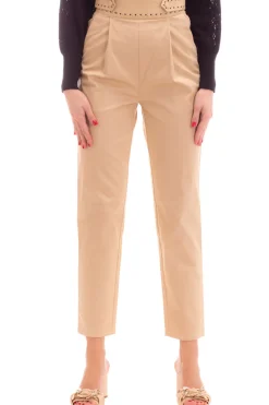 Twin-set Pantaloni con Punto Vita Spalmato e TraforatoCUBAN SAND