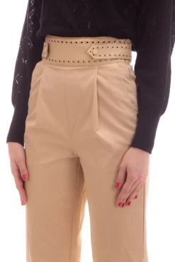 Twin-set Pantaloni con Punto Vita Spalmato e TraforatoCUBAN SAND