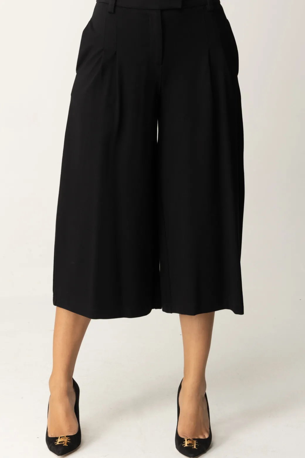 Twin-set Pantaloni Cropped a Vita AltaNERO