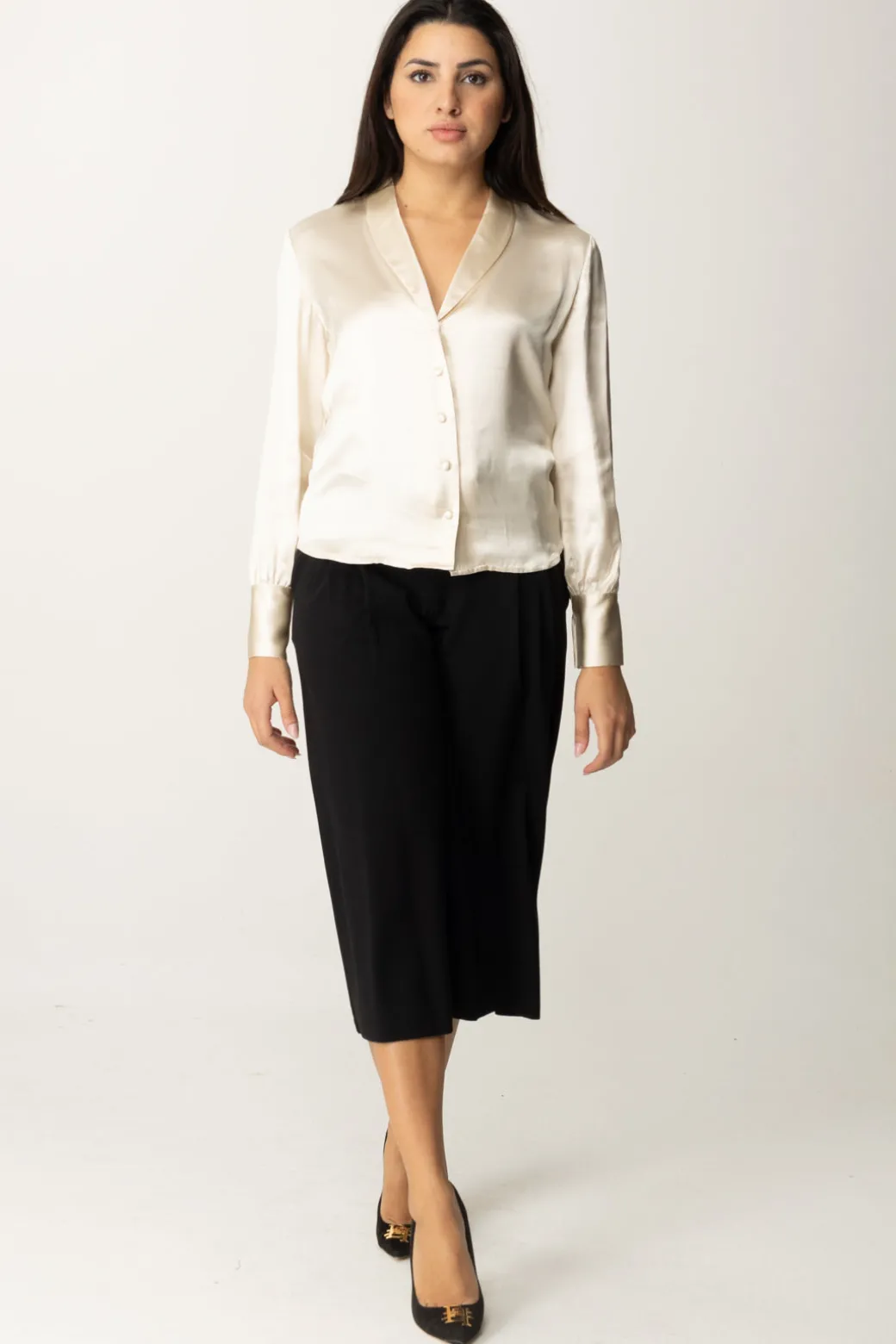 Twin-set Pantaloni Cropped a Vita AltaNERO