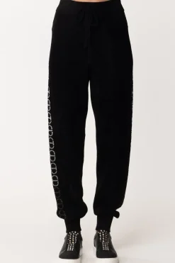 Twin-set Pantaloni In Ciniglia con LogoJACQ.OVAL T NERO/ARGENTO SFUMA