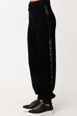 Twin-set Pantaloni In Ciniglia con LogoJACQ.OVAL T NERO/ARGENTO SFUMA