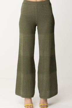Twin-set Pantaloni In Maglia con Mix Di PuntiGRAY GREEN SCURO