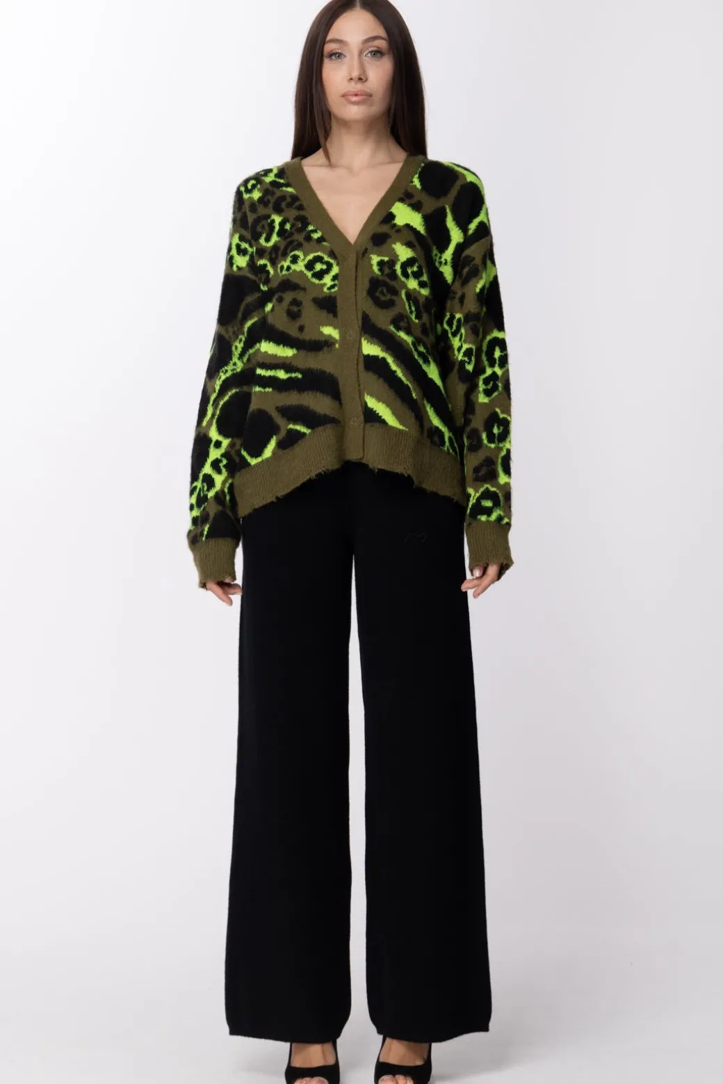 Twin-set Pantaloni In Maglia Misto CashmereNERO