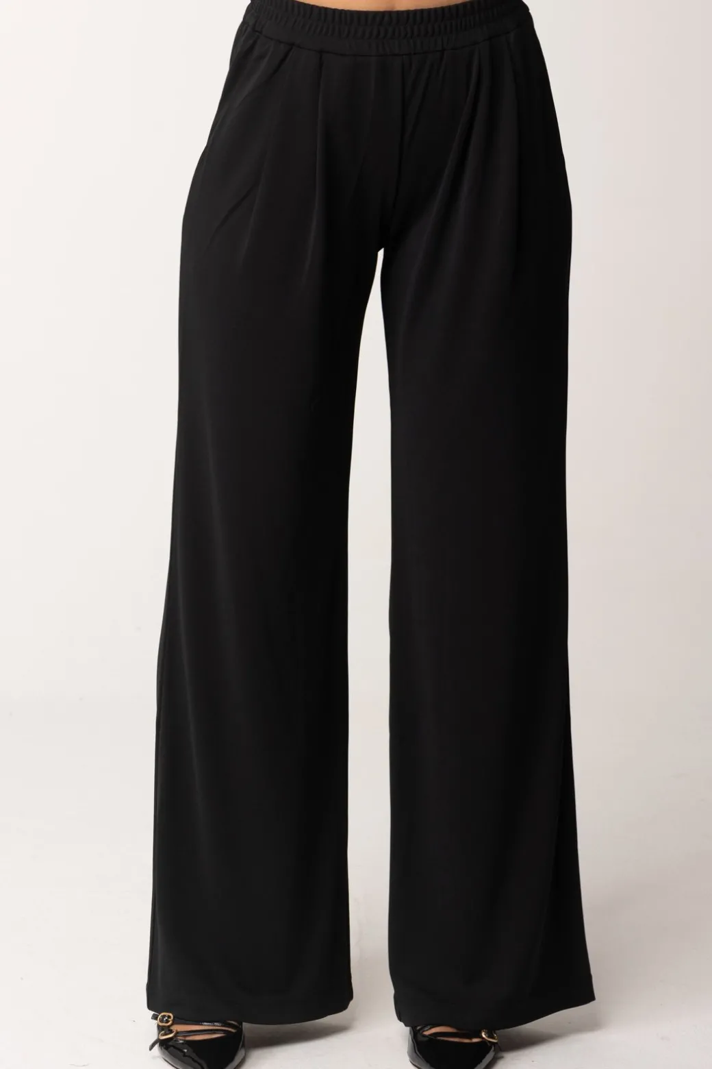 Twin-set Pantaloni Palazzo ElasticizzatiNERO