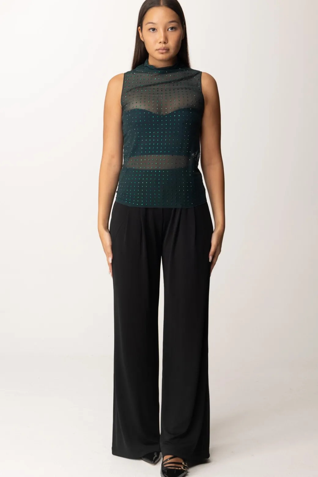 Twin-set Pantaloni Palazzo ElasticizzatiNERO