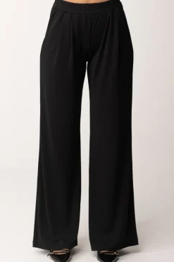 Twin-set Pantaloni Palazzo ElasticizzatiNERO