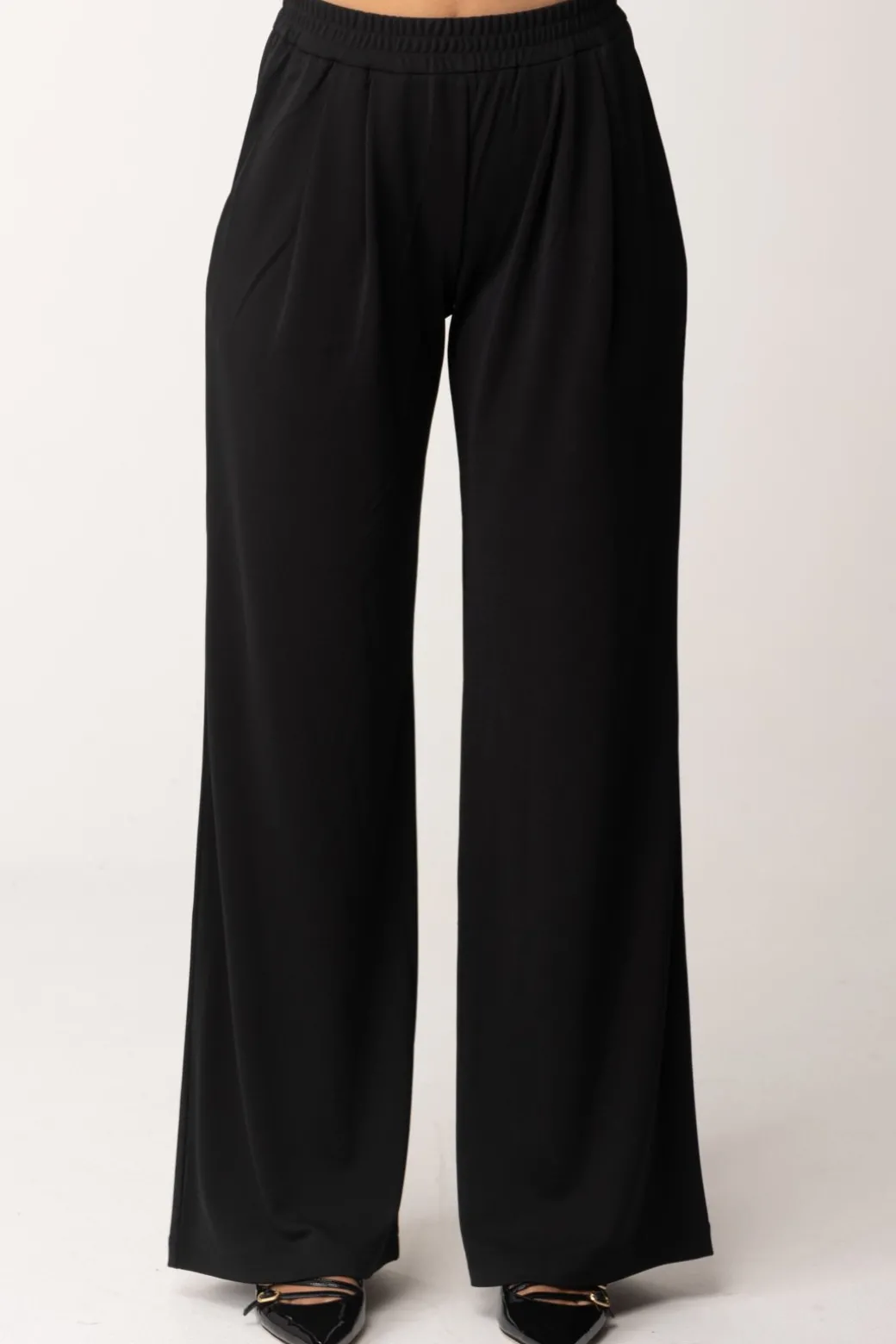 Twin-set Pantaloni Palazzo ElasticizzatiNERO