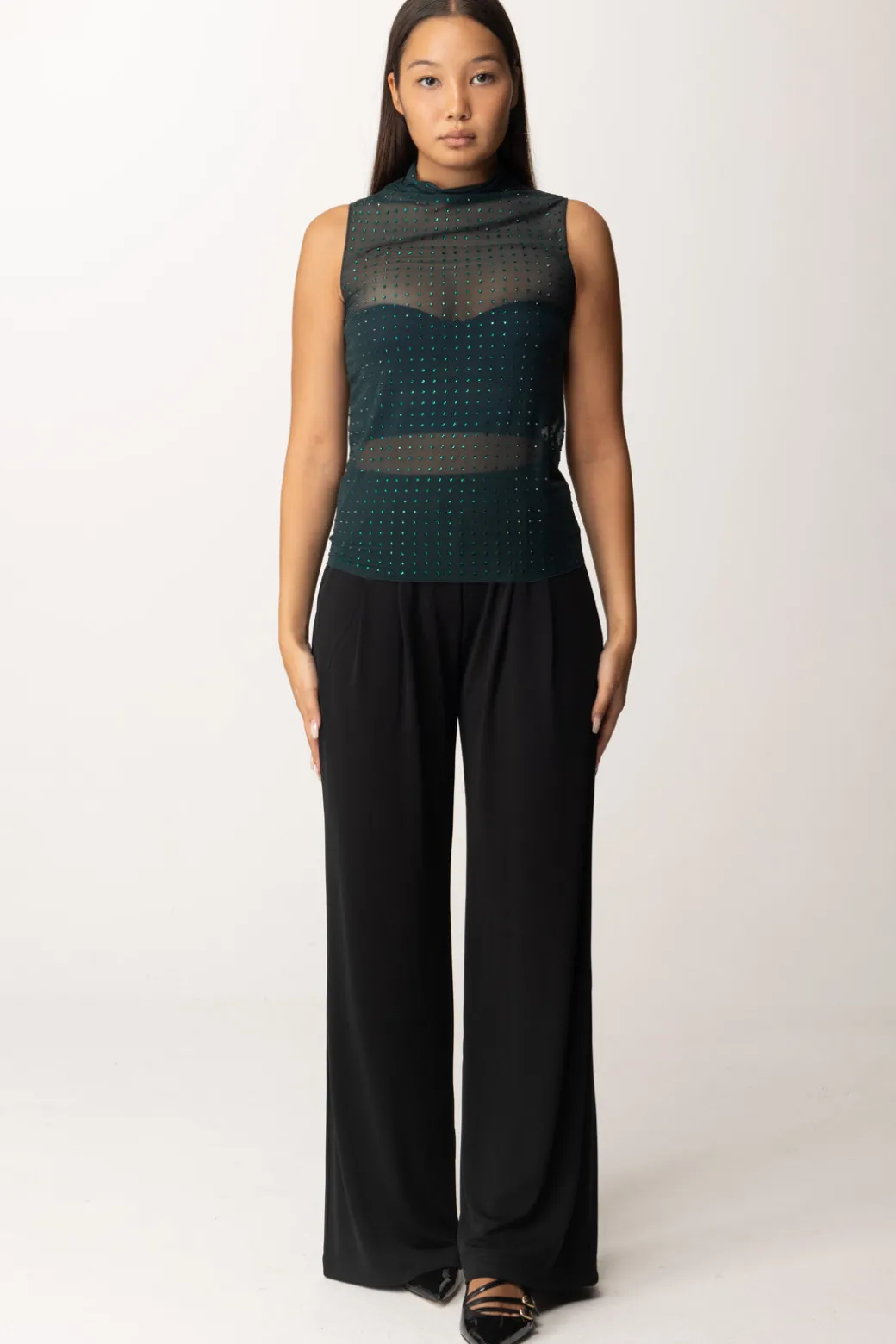 Twin-set Pantaloni Palazzo ElasticizzatiNERO