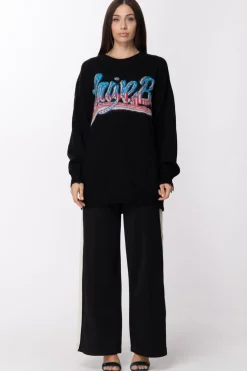 Twin-set Pantaloni Palazzo In MagliaBIC.NERO/NEVE