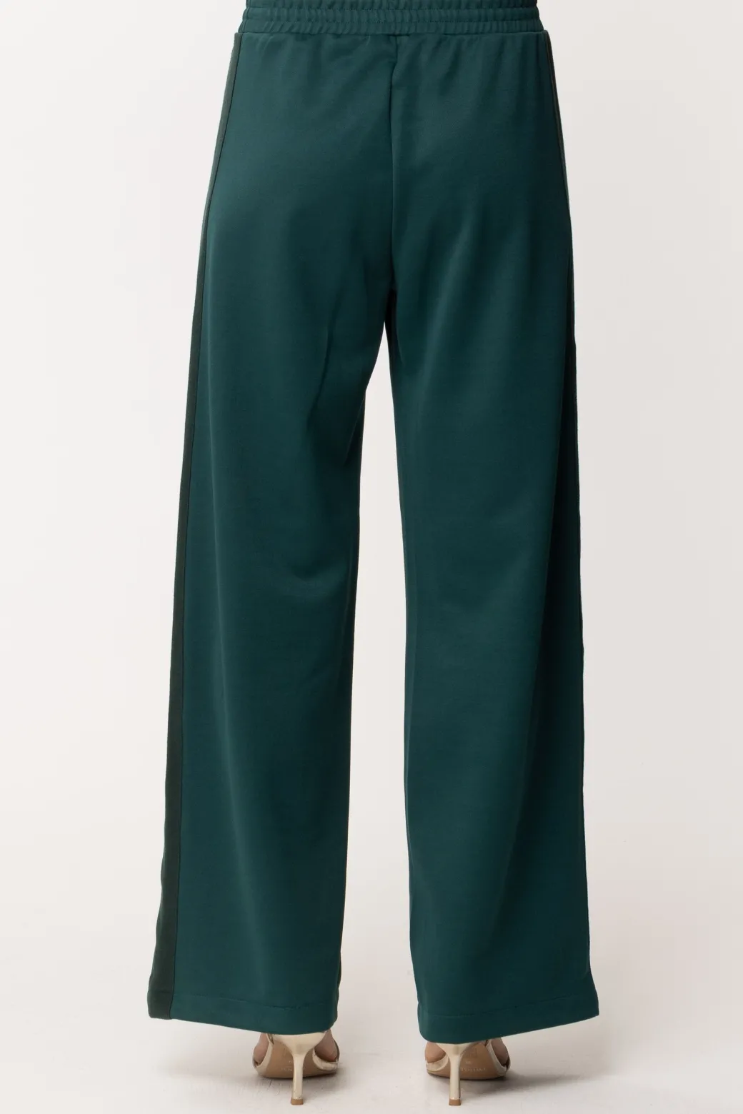Twin-set Pantaloni Palazzo In MagliaBIC.VERDE SCURO/PITONE
