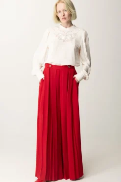Twin-set Pantaloni Plissé con BottoniROSSO VENEZIANO