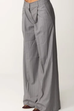 Twin-set Pantaloni Wide Leg GessatiGRIGIO MELANGE GESSATO NEVE
