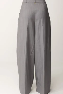 Twin-set Pantaloni Wide Leg GessatiGRIGIO MELANGE GESSATO NEVE