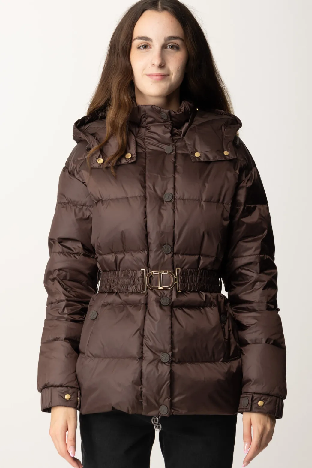 Twin-set Piumino con CinturaCOFFEE CHOCOLATE