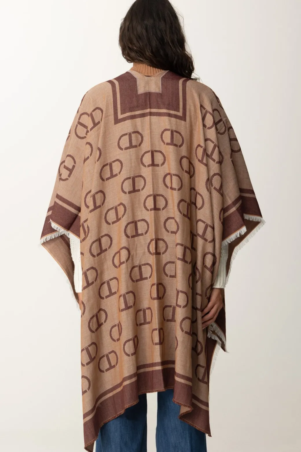 Twin-set Poncho con Stampa LogoJACQ.OVAL T RED PLUM