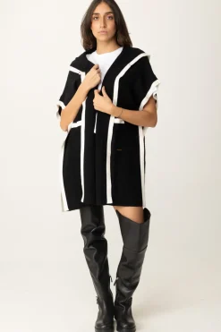Twin-set Poncho In Maglia con CappuccioNERO