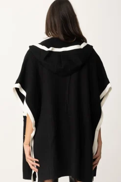 Twin-set Poncho In Maglia con CappuccioNERO