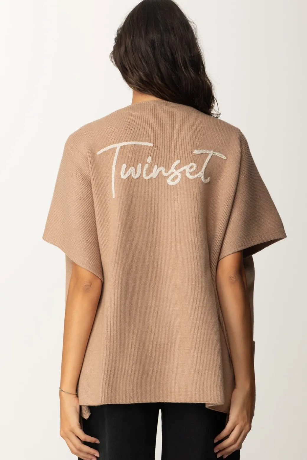 Twin-set Poncho In MagliaSANDY BROWN