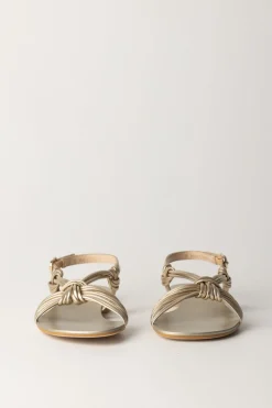 Twin-set Sandali Flat Laminati con Motivo NodoORO