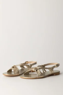 Twin-set Sandali Flat Laminati con Motivo NodoORO