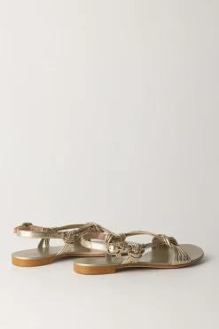 Twin-set Sandali Flat Laminati con Motivo NodoORO