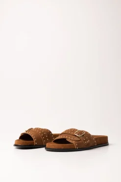 Twin-set Sandali Suede con BorchieTABACCO