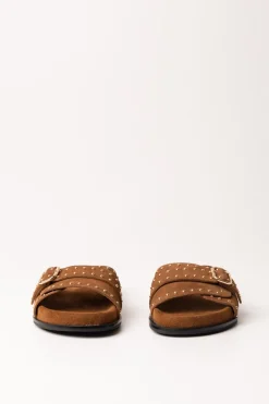 Twin-set Sandali Suede con BorchieTABACCO
