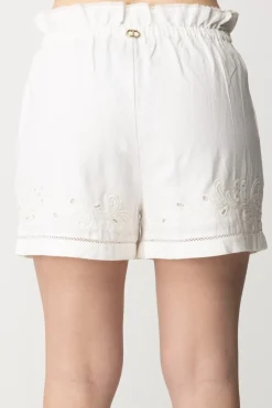 Twin-set Shorts con Ricami e CoulisseBIANCO OTTICO