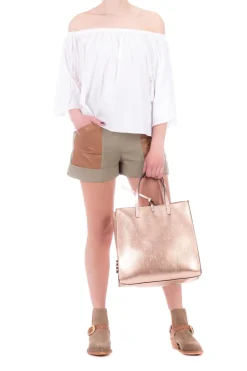 Twin-set Shorts In Canvas con CinturaOIL GREEN