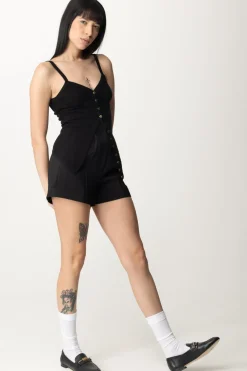 Twin-set Shorts In Crepe con RisvoltinoNERO