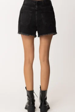 Twin-set Shorts In Jeans con Taglio a VivoDENIM NERO