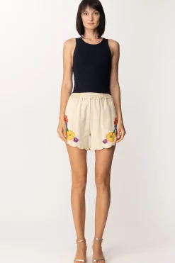 Twin-set Shorts Smerlati con Ricamo FioriSABBIA FREDDA