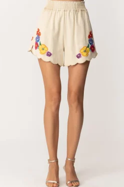 Twin-set Shorts Smerlati con Ricamo FioriSABBIA FREDDA