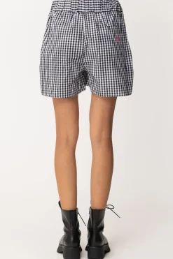 Twin-set Shorts Stampa Vichy In PopelineBIC.OFF WHITE/NERO